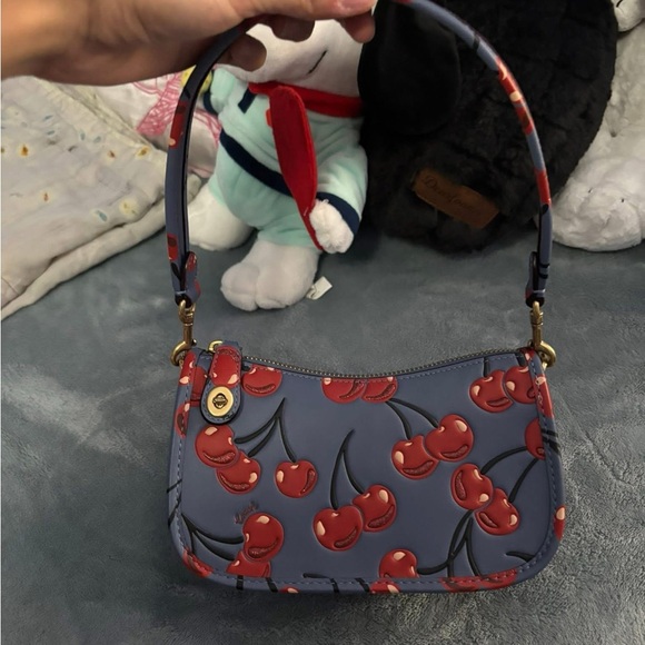 Coach Blue Cherry Print Shoulder Bag